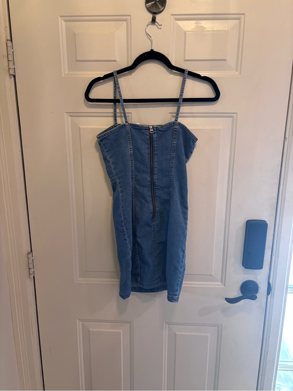 H&M Blue Denim Mini Dress with Spaghetti Straps - Picture 2 of 5